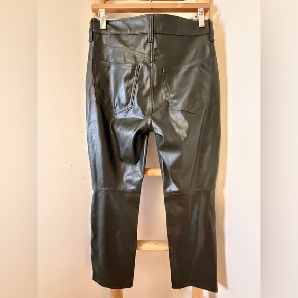 GAP Vintage Slim High Rise Vegan Faux Leather Pants Size 6P Green Mistletoe - Picture 2 of 8